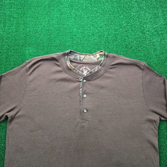 Antler Creek Sweatshirt Mens XL Brown Henley Thermal Pullover Outdoors Casual‎ - Picture 2 of 9
